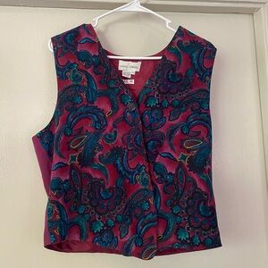 Casual Corner paisley print 100% Silk Vest Blouse